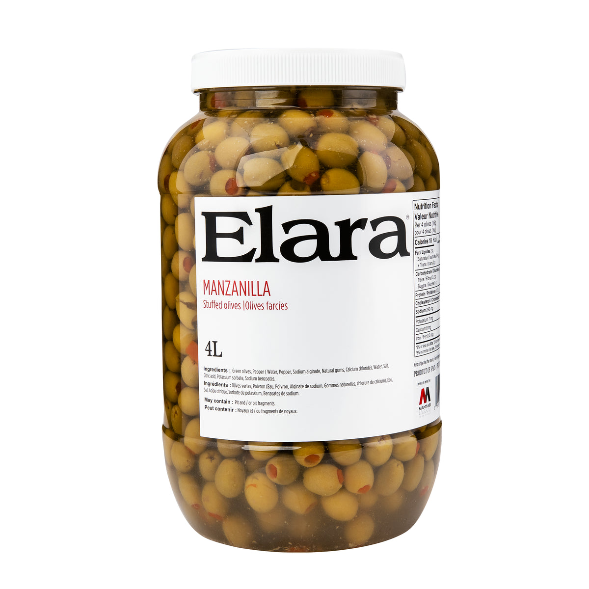 Elara Manzanilla Stuffed Olives, 4 L