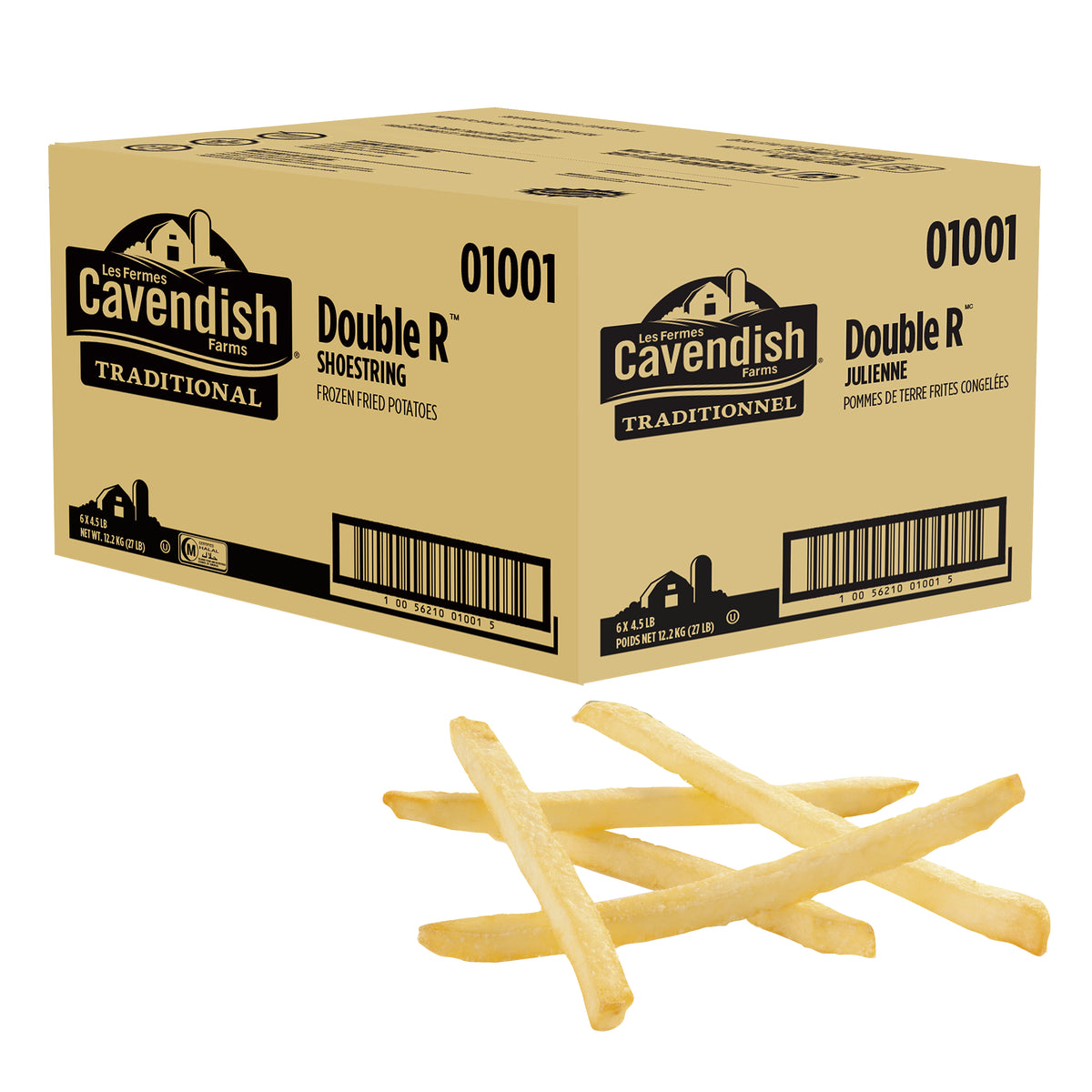 Cavendish Farms Double R Shoestring Fries (6 × 2.04 kg)
