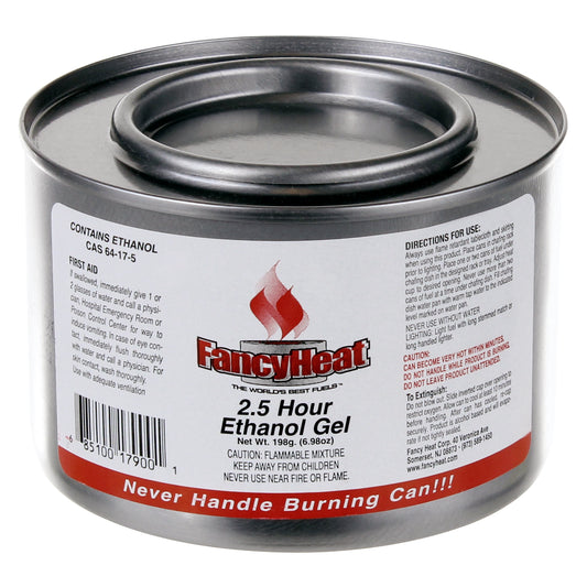 FANCYHEAT
2.5 HR ETHANOL GEL
FUEL PACK OF 24