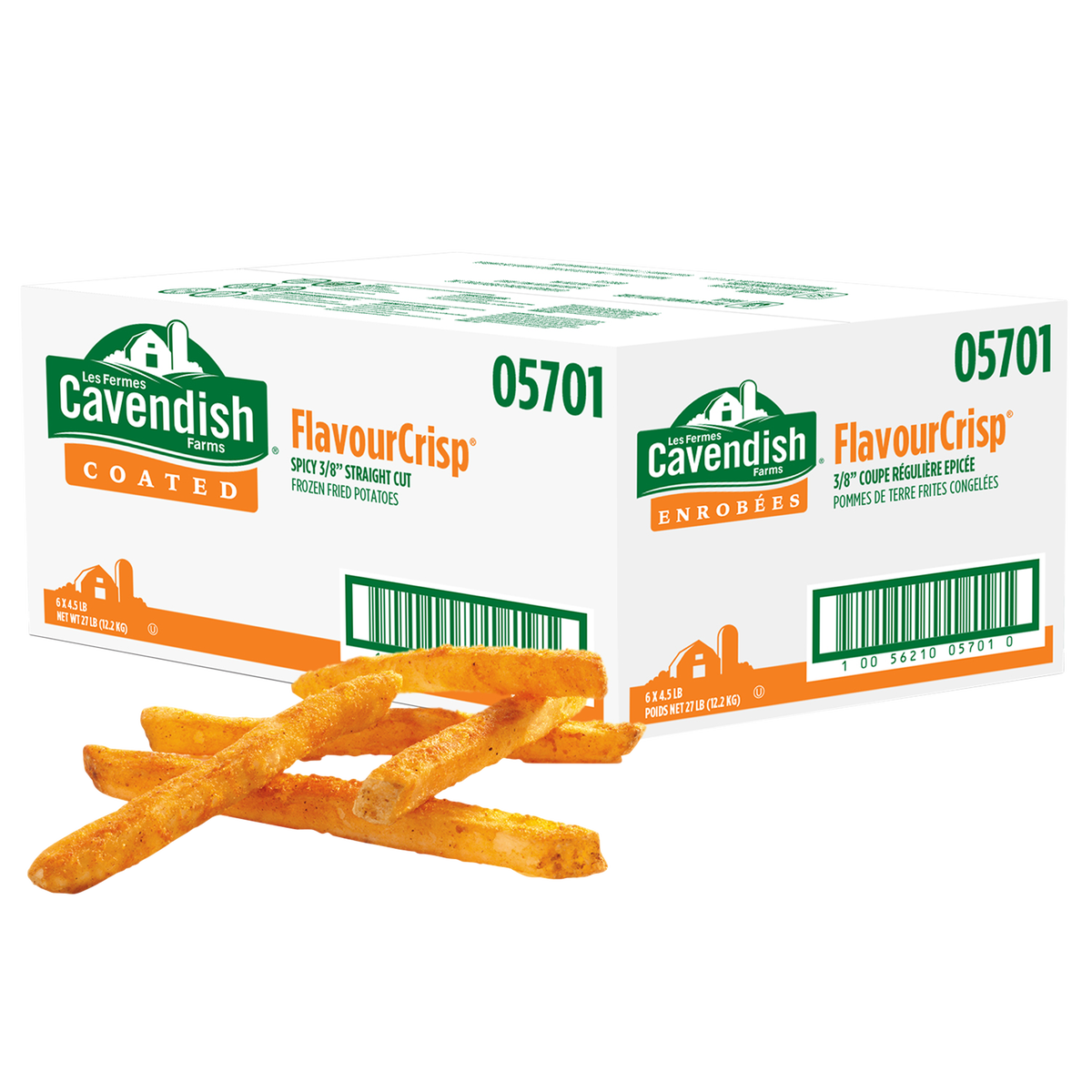 Cavendish Farms Spicy 3/8 Straight Cut Fries (6 × 2.04 kg)