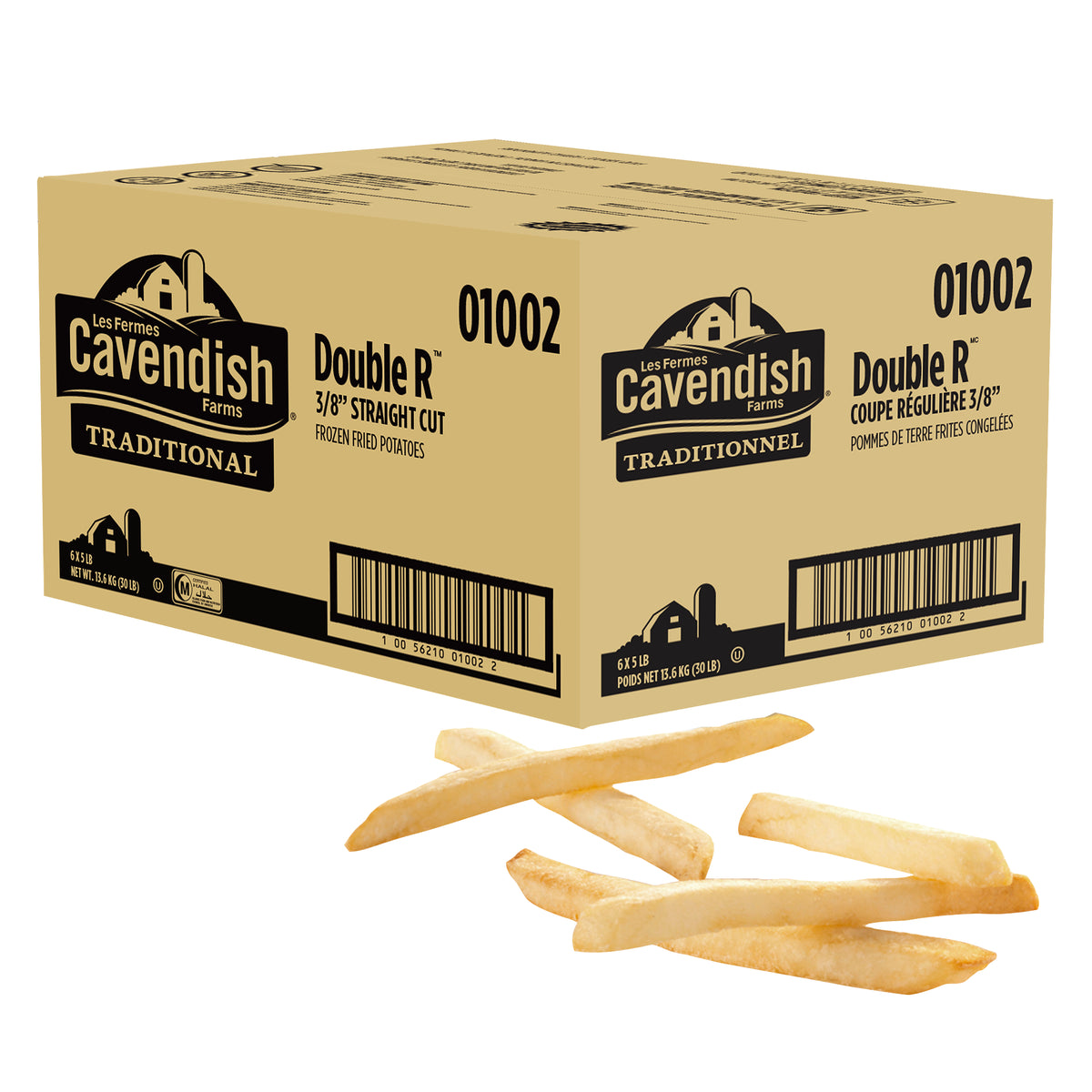 Cavendish Farms Double R 3/8 Straight Cut Fries (6 × 2.27 kg)