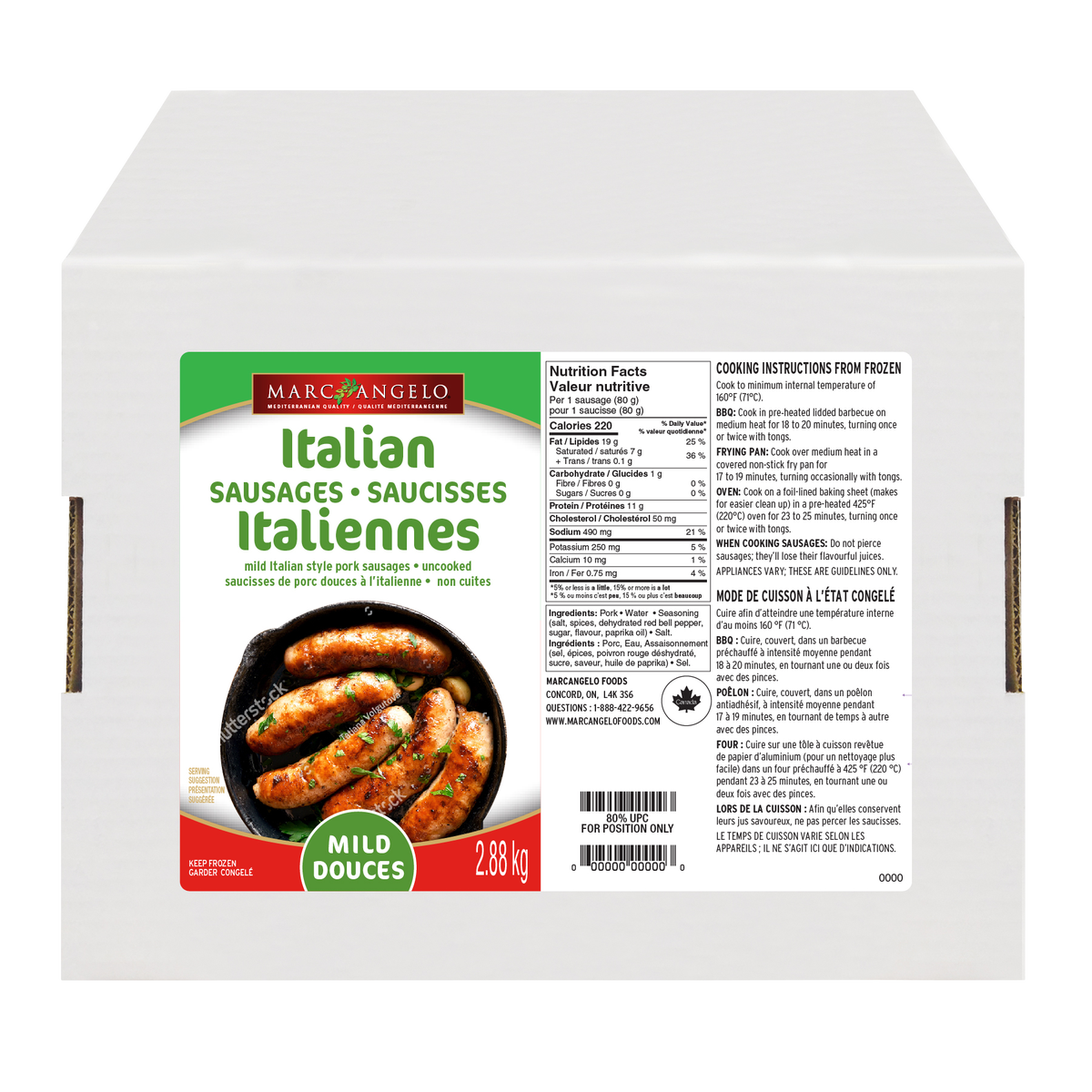 Marc Angelo Mild Italian Sausages
2.88 kg