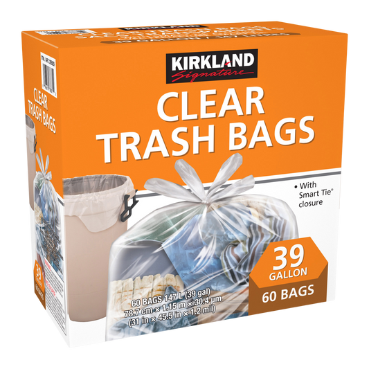 Kirkland Signature Clear Garbage Bags (Pack of 60)