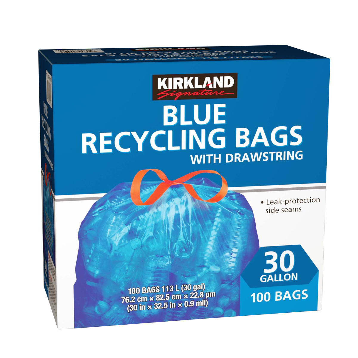 Kirkland Signature Blue Recycling Bags (Pack of 100)