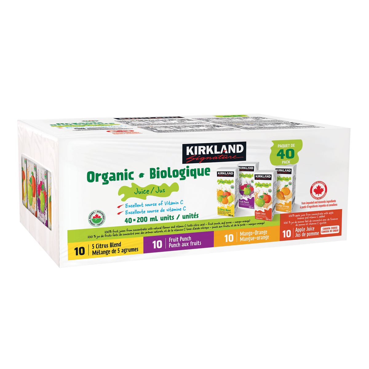 Kirkland Signature Organic Assorted Juice (40 × 200 mL)