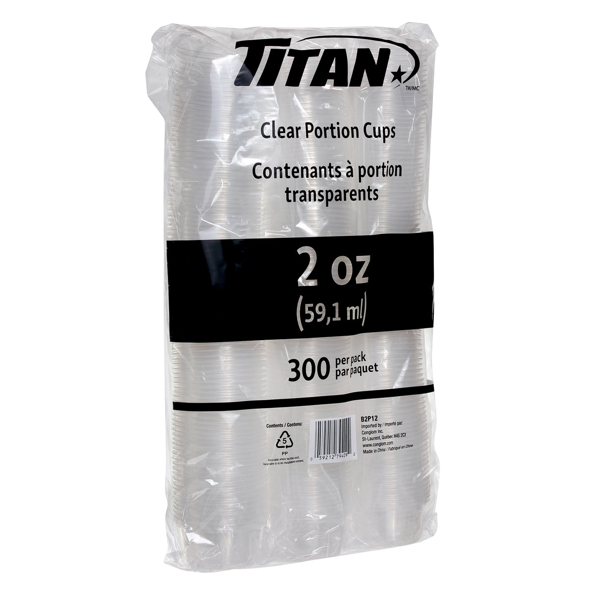 Titan Clear Plastic 2-oz Portion Cups
4 packs of 300
