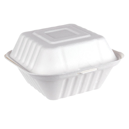 iEco Hinged Bagasse Container 6 in × 6 in
5 packs of 50