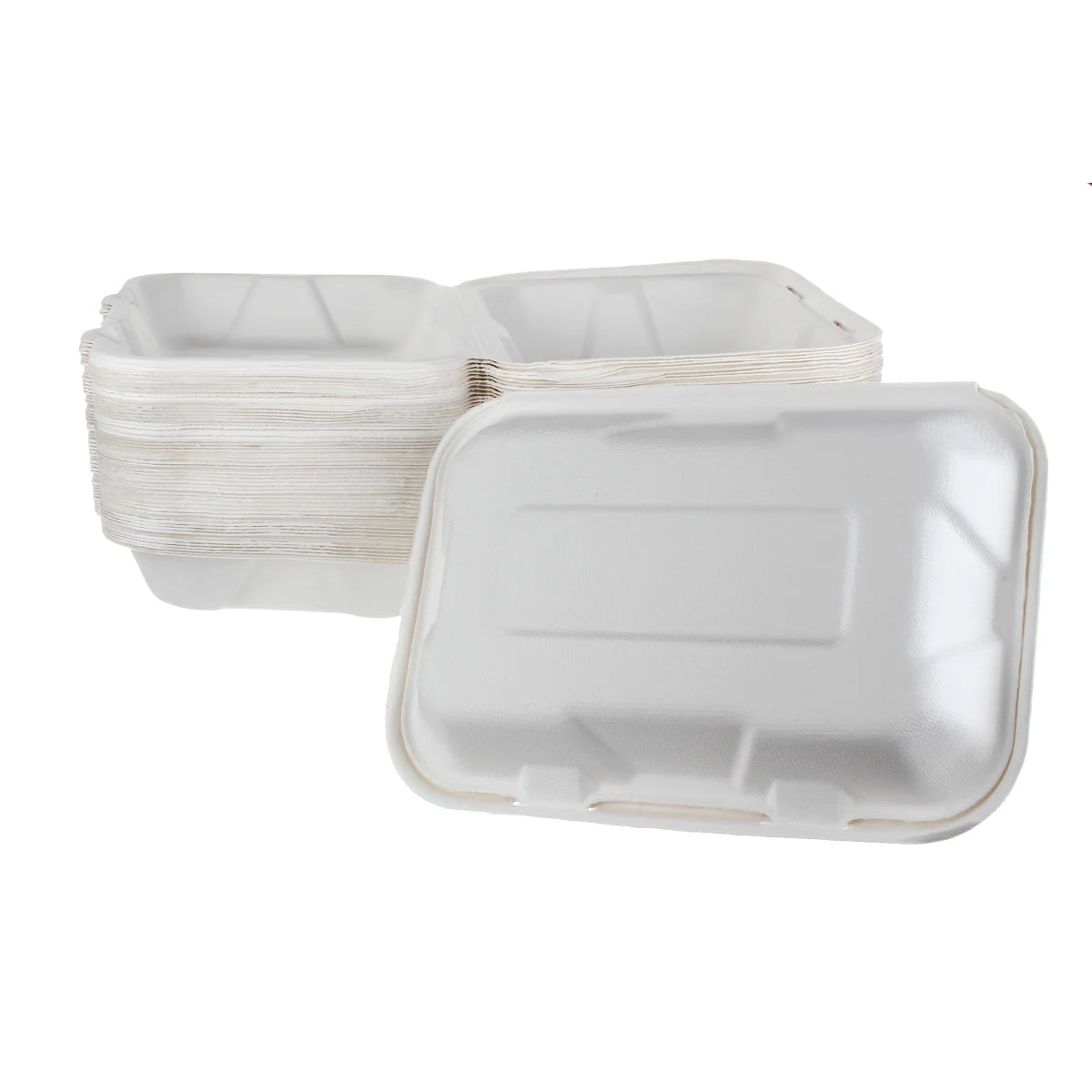 iEco 6” x 9” Hinged Bagasse Containers 100-pack