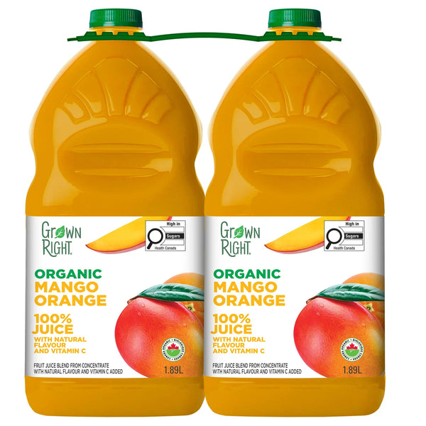 Grown Right Organic Mango Orange Juice, 2 x 1.89 L