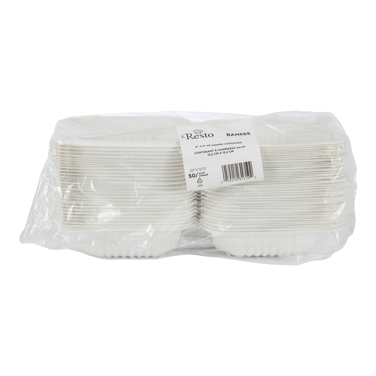 Resto Hinged Container 6 in × 6 in
Pack of 300