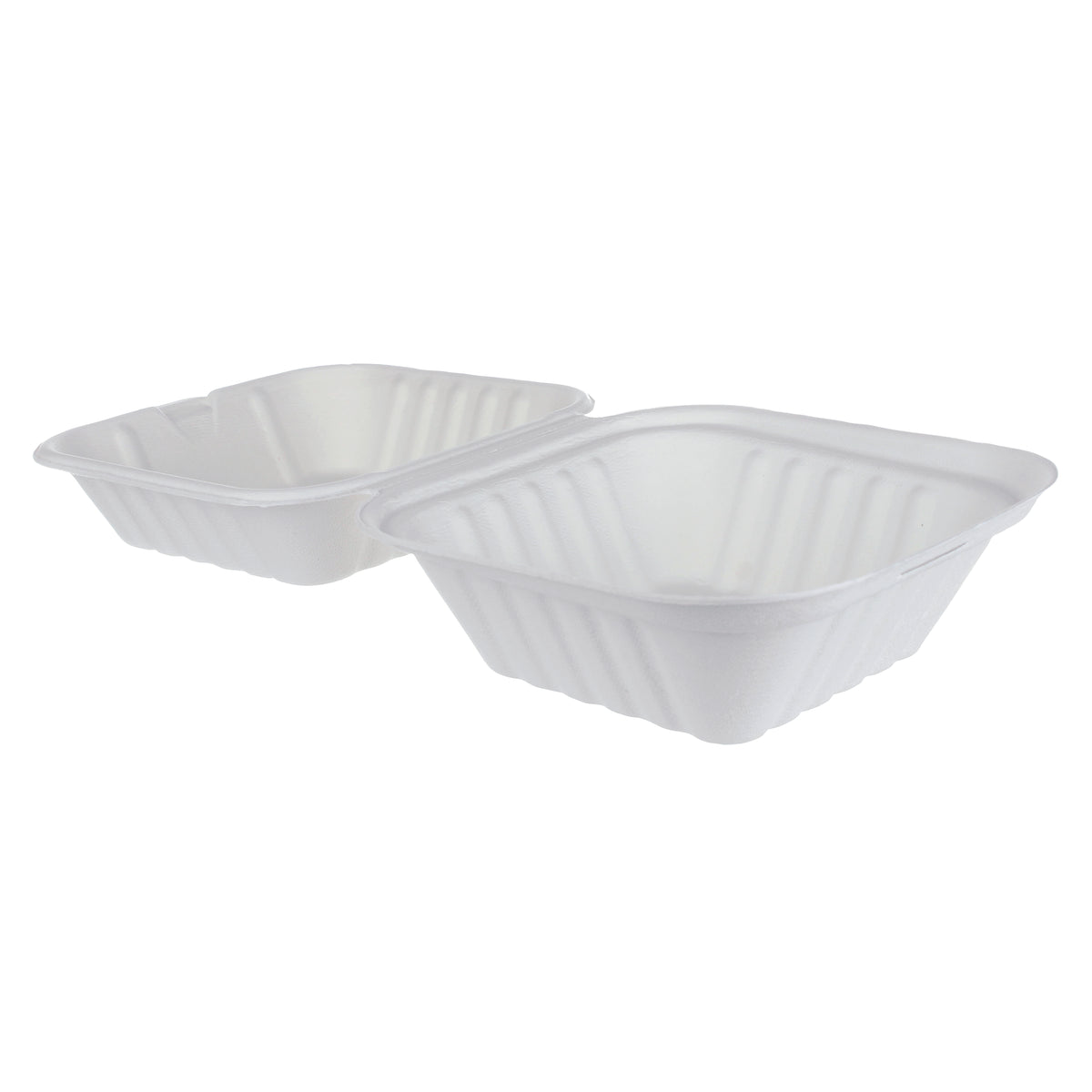 iEco Hinged Bagasse Container 6 in × 6 in
5 packs of 50